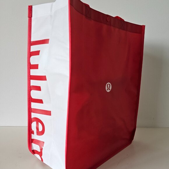 3 x New LULULEMON 1 Black, 1 Red, 1 White LOGO Reusable Shopping Bags Large - Picture 5 of 7